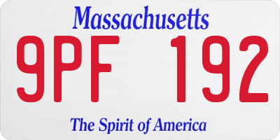 MA license plate 9PF192