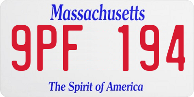 MA license plate 9PF194
