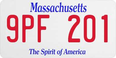 MA license plate 9PF201