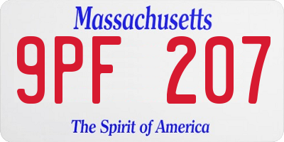 MA license plate 9PF207