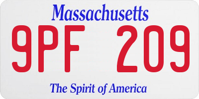 MA license plate 9PF209