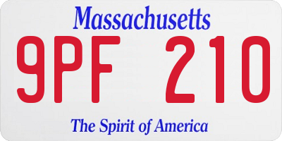 MA license plate 9PF210
