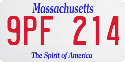 MA license plate 9PF214