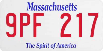 MA license plate 9PF217