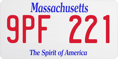 MA license plate 9PF221