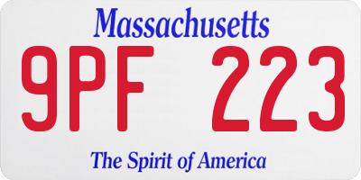 MA license plate 9PF223