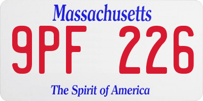 MA license plate 9PF226