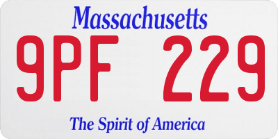 MA license plate 9PF229