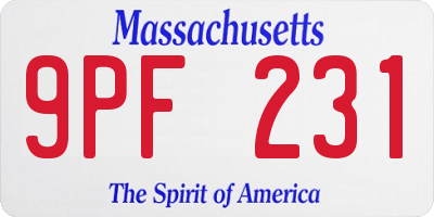 MA license plate 9PF231