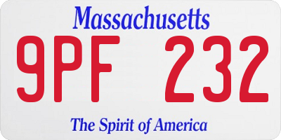 MA license plate 9PF232