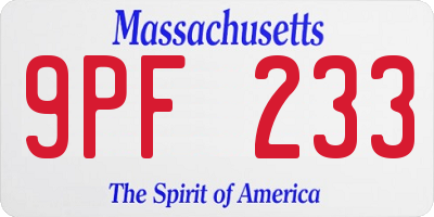 MA license plate 9PF233