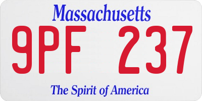 MA license plate 9PF237