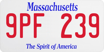 MA license plate 9PF239