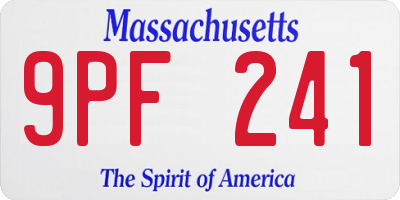 MA license plate 9PF241