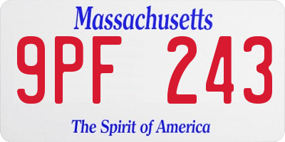 MA license plate 9PF243