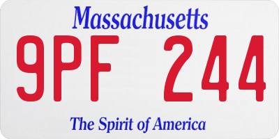 MA license plate 9PF244