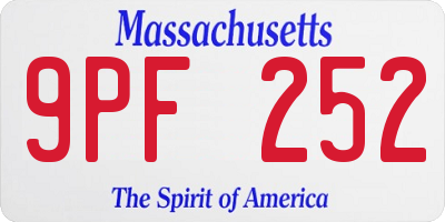 MA license plate 9PF252