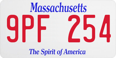 MA license plate 9PF254