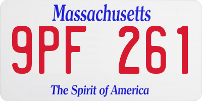 MA license plate 9PF261