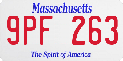 MA license plate 9PF263
