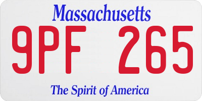 MA license plate 9PF265