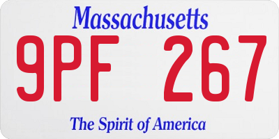 MA license plate 9PF267