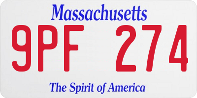 MA license plate 9PF274