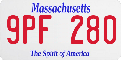 MA license plate 9PF280