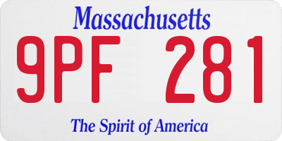 MA license plate 9PF281