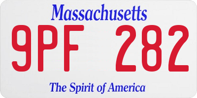 MA license plate 9PF282