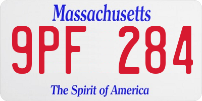 MA license plate 9PF284
