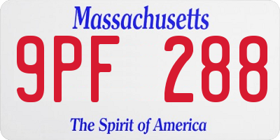 MA license plate 9PF288