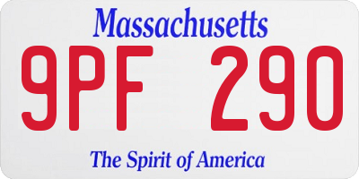 MA license plate 9PF290