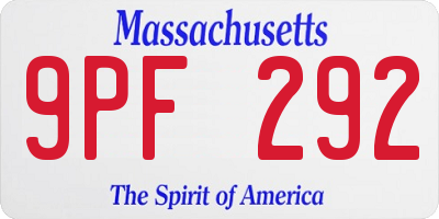 MA license plate 9PF292