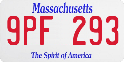MA license plate 9PF293