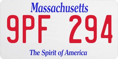 MA license plate 9PF294