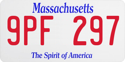 MA license plate 9PF297