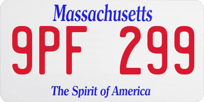 MA license plate 9PF299