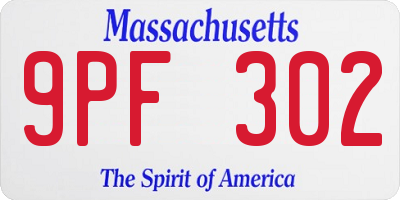 MA license plate 9PF302