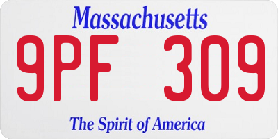 MA license plate 9PF309