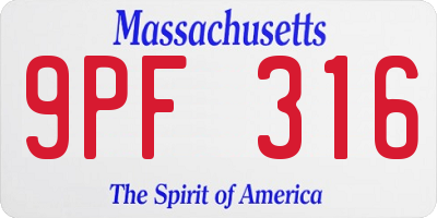 MA license plate 9PF316