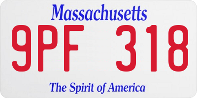MA license plate 9PF318