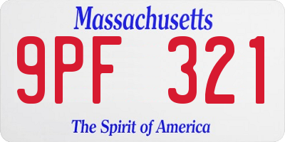 MA license plate 9PF321