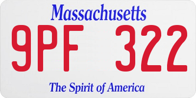 MA license plate 9PF322