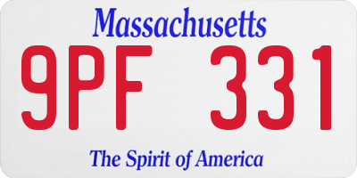 MA license plate 9PF331