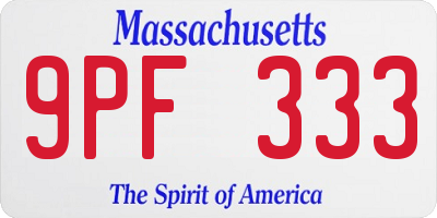 MA license plate 9PF333