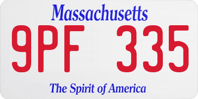MA license plate 9PF335