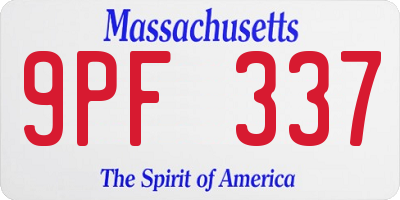 MA license plate 9PF337