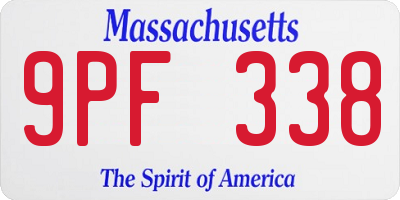 MA license plate 9PF338