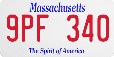 MA license plate 9PF340